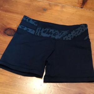 lululemon athletica Black Athletic Shorts with Dark Gray Leopard Waistband